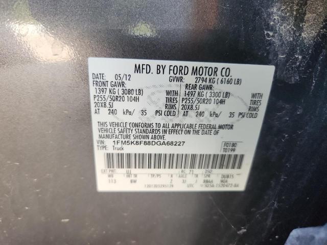 1FM5K8F88DGA68227 - 2013 FORD EXPLORER LIMITED 灰色 照片 13