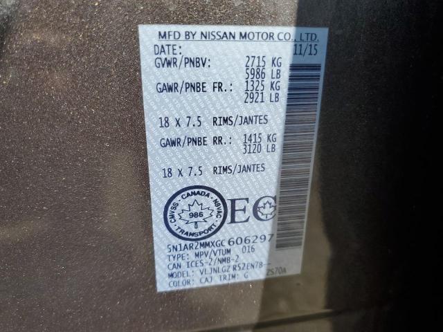 5N1AR2MMXGC606297 - 2016 NISSAN PATHFINDER S ყავისფერი ფოტო 14