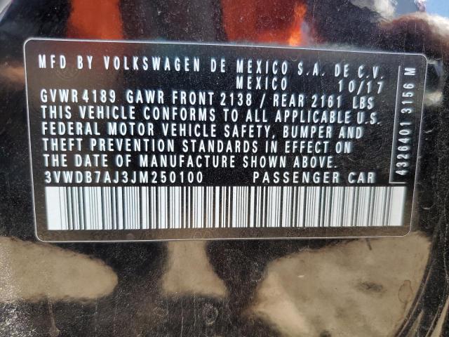 3VWDB7AJ3JM250100 - 2018 VOLKSWAGEN JETTA SE Қара фото 12