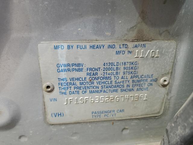 JF1SF63522G747391 - 2002 SUBARU FORESTER L SILVER photo 13