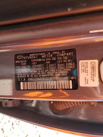 KM8J23A42KU018881 - 2019 HYUNDAI TUCSON SE SILVER photo 14