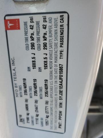 5YJ3E1EA4JF015867 - 2018 TESLA MODEL 3 白色 照片 12