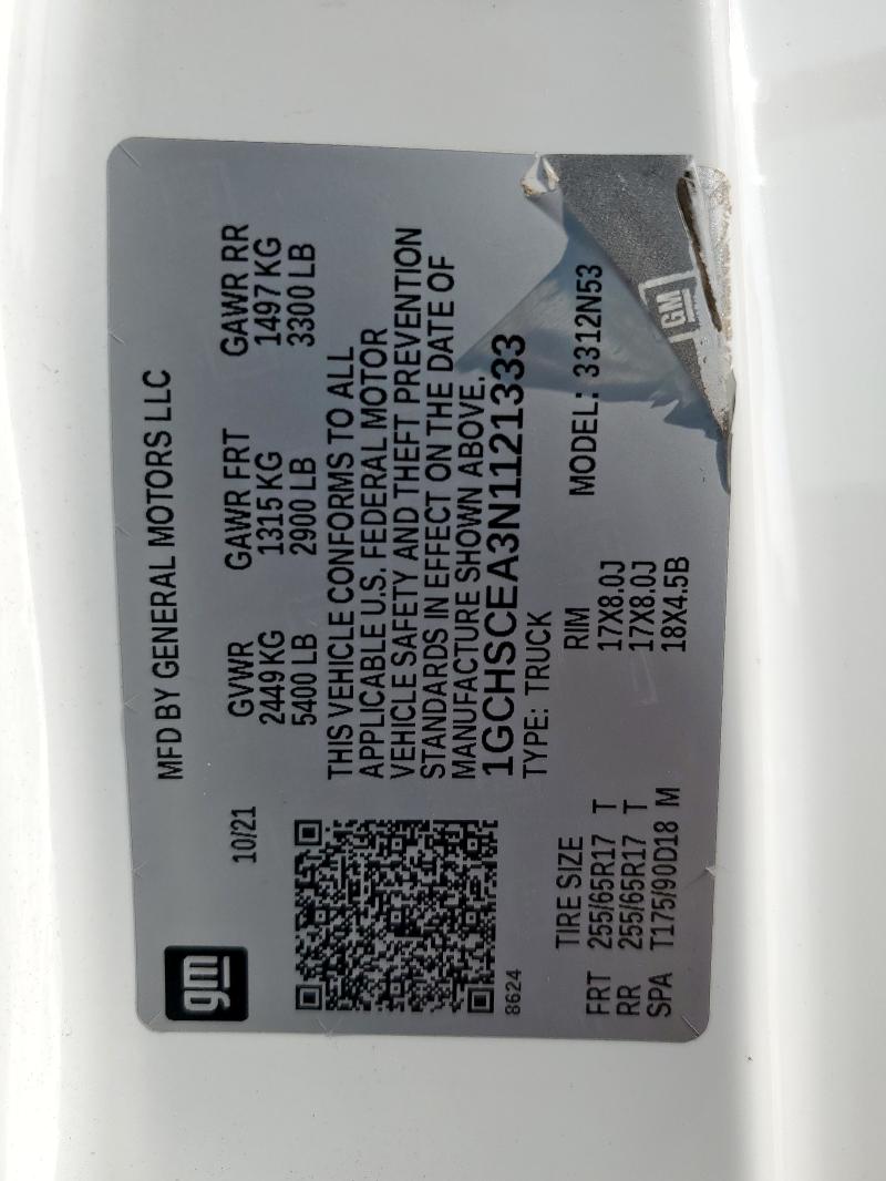 1GCHSCEA3N1121333 - 2022 CHEVROLET COLORADO LT WHITE photo 12