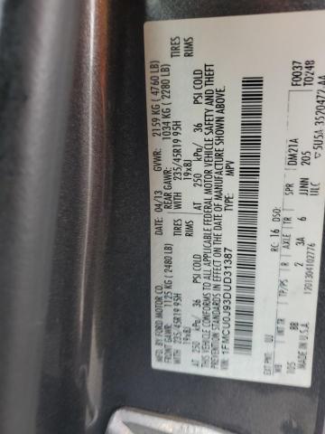 1FMCU0J93DUD31387 - 2013 FORD ESCAPE TITANIUM GRAY photo 13