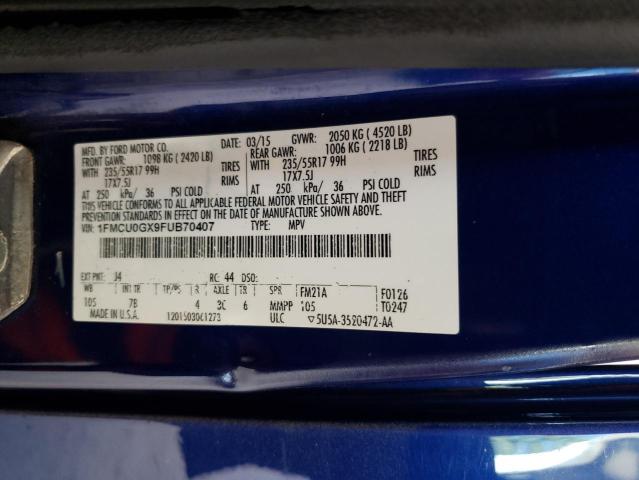 1FMCU0GX9FUB70407 - 2015 FORD ESCAPE SE ლურჯი ფოტო 13