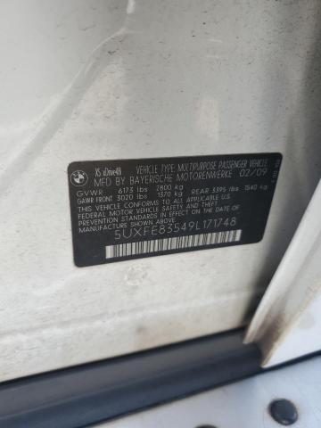 5UXFE83549L171748 - 2009 BMW X5 XDRIVE48I WHITE photo 12