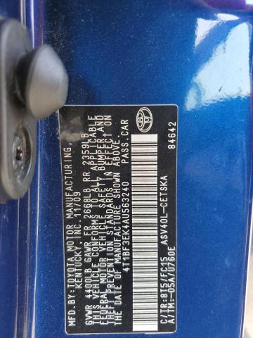 4T1BF3EK4AU563240 - 2010 TOYOTA CAMRY BASE 蓝色 照片 12