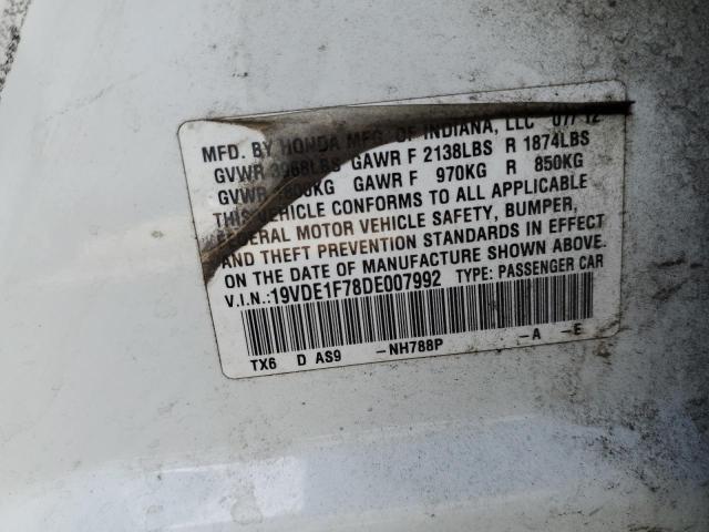 19VDE1F78DE007992 - 2013 ACURA ILX 20 TECH WHITE photo 12