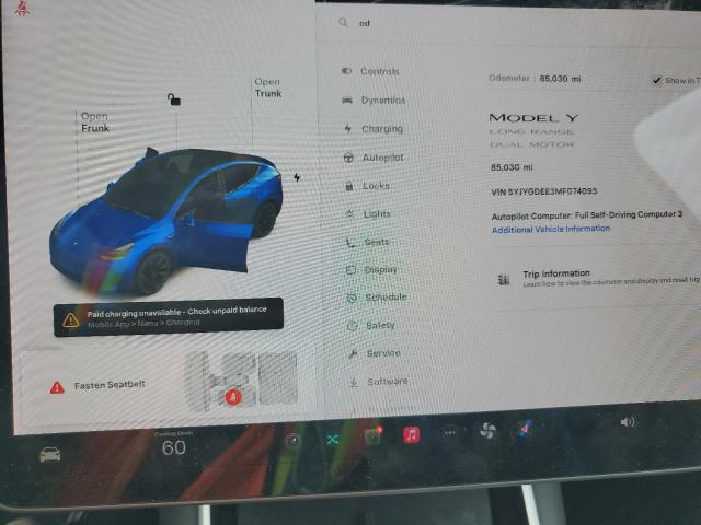 5YJYGDEE3MF074093 - 2021 TESLA MODEL Y 蓝色 照片 9