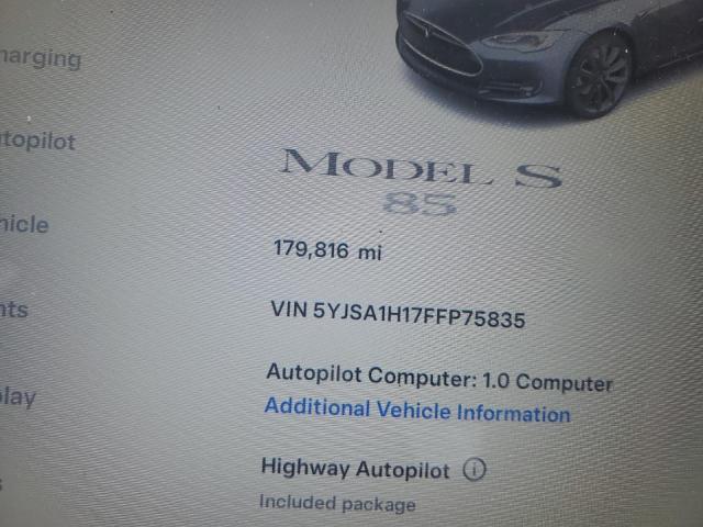 5YJSA1H17FFP75835 - 2015 TESLA MODEL S 85 GRAY photo 9