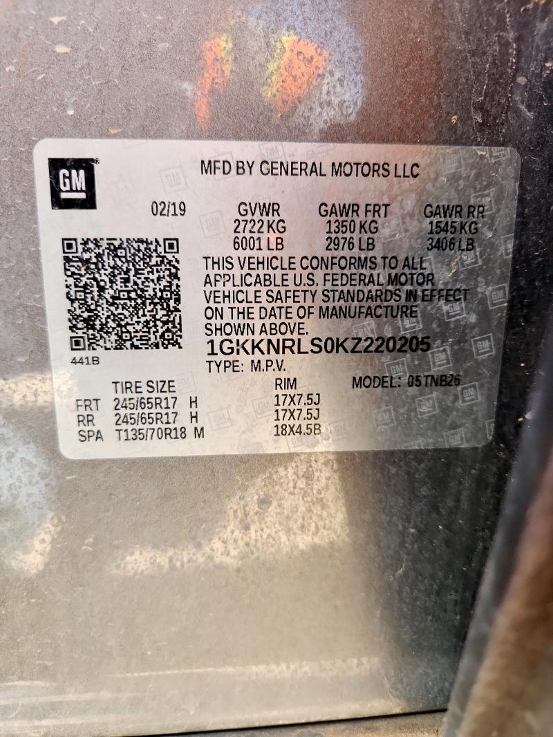 1GKKNRLS0KZ220205 - 2019 GMC ACADIA SLE Boz foto 13