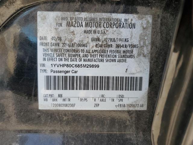 1YVHP80C685M29899 - 2008 MAZDA 6 I BLACK photo 12