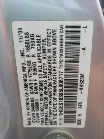 1HGES16395L006717 - 2005 HONDA CIVIC DX VP SILVER photo 12