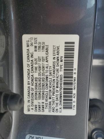 2HKRM4H79DH650605 - 2013 HONDA CR-V EXL GRAY photo 14