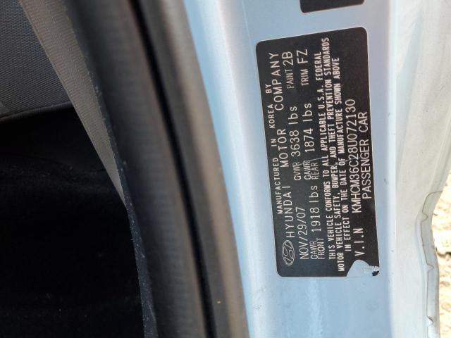 KMHCM36C28U072130 - 2008 HYUNDAI ACCENT GS ლურჯი ფოტო 12