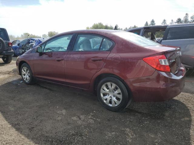 2HGFB2F44CH027830 - 2012 HONDA CIVIC LX BURGUNDY photo 2