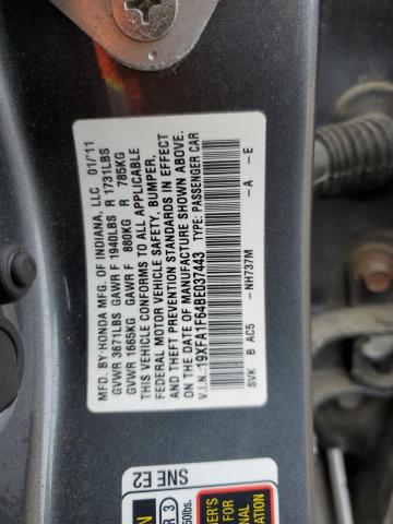 19XFA1F64BE037443 - 2011 HONDA CIVIC LX-S رمادي صورة 13