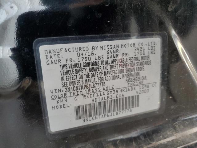 3N1CN7AP6JL877778 - 2018 NISSAN VERSA S BLACK photo 13
