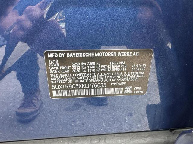 5UXTR9C5XKLP76635 - 2019 BMW X3 XDRIVE30I Синій фото 10