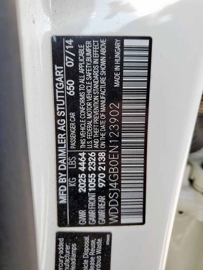 WDDSJ4GB0EN123902 - 2014 MERCEDES-BENZ CLA 250 4MATIC WHITE photo 12