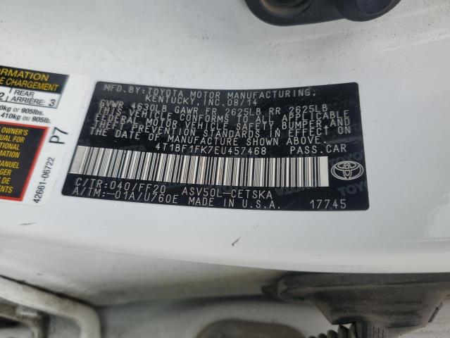 4T1BF1FK7EU457468 - 2014 TOYOTA CAMRY L WHITE photo 12