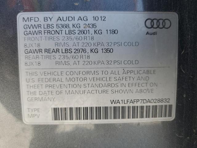 WA1LFAFP7DA028832 - 2013 AUDI Q5 PREMIUM PLUS GRAY photo 13