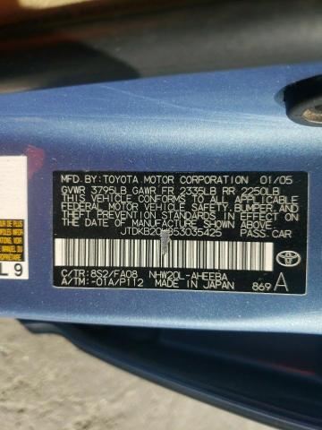 JTDKB20U853035425 - 2005 TOYOTA PRIUS BLUE photo 12