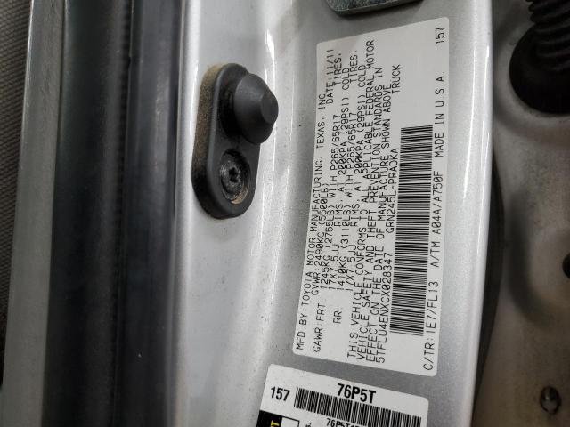 5TFLU4ENXCX028347 - 2012 TOYOTA TACOMA DOUBLE CAB ვერცხლისფერი ფოტო 12