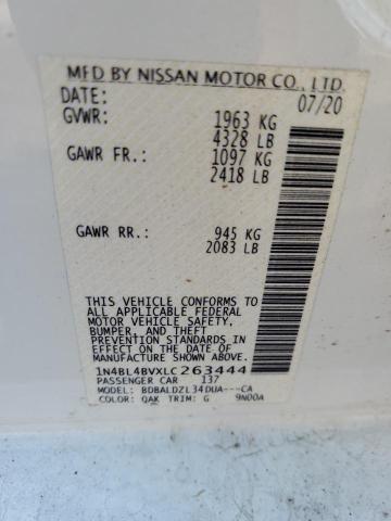 1N4BL4BVXLC263444 - 2020 NISSAN ALTIMA S WHITE photo 13