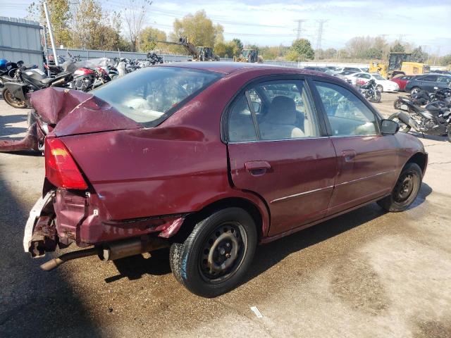 1HGES165X2L045250 - 2002 HONDA CIVIC LX MAROON photo 3