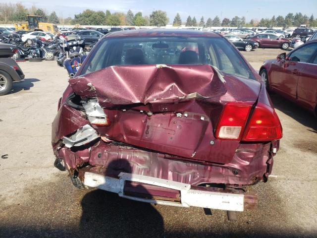 1HGES165X2L045250 - 2002 HONDA CIVIC LX MAROON photo 6