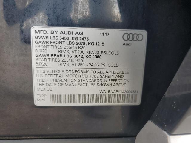 WA1BNAFY1J2094581 - 2018 AUDI Q5 PREMIUM PLUS ლურჯი ფოტო 13