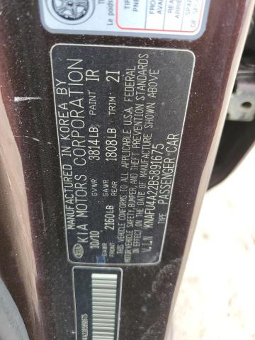 KNAFU4A22B5891675 - 2011 KIA FORTE EX PURPLE photo 12