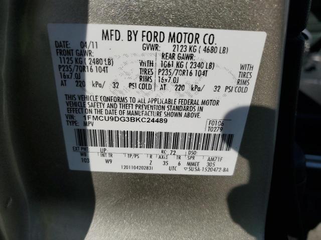 1FMCU9DG3BKC24489 - 2011 FORD ESCAPE XLT BEIGE photo 13