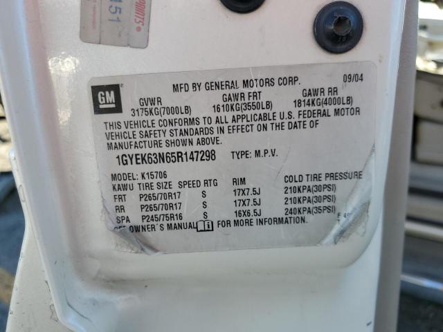 1GYEK63N65R147298 - 2005 CADILLAC ESCALADE LUXURY Blanco foto 14