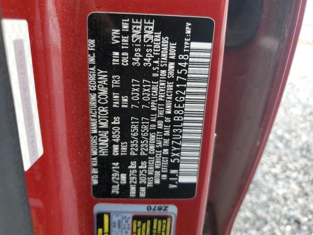 5XYZU3LB8EG217548 - 2014 HYUNDAI SANTA FE S RED photo 13