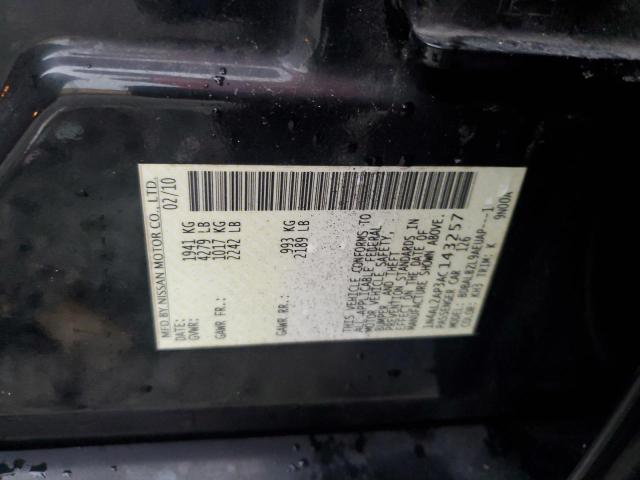 1N4AL2AP3AC143257 - 2010 NISSAN ALTIMA BASE Чорний фото 12