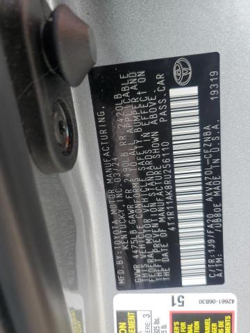 4T1R11AK8RU256110 - 2024 TOYOTA CAMRY LE SILVER photo 12