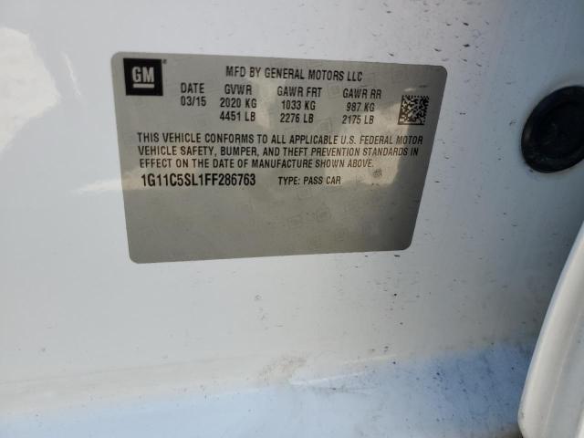 1G11C5SL1FF286763 - 2015 CHEVROLET MALIBU 1LT WHITE photo 12