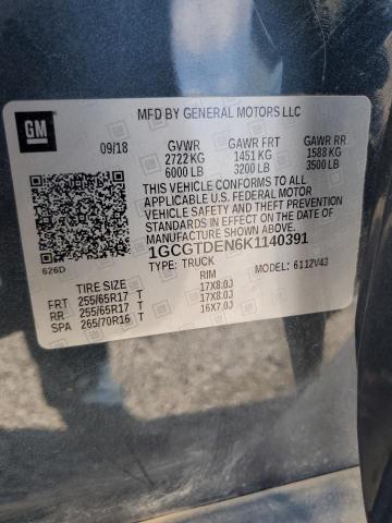 1GCGTDEN6K1140391 - 2019 CHEVROLET COLORADO Z71 BLUE photo 12