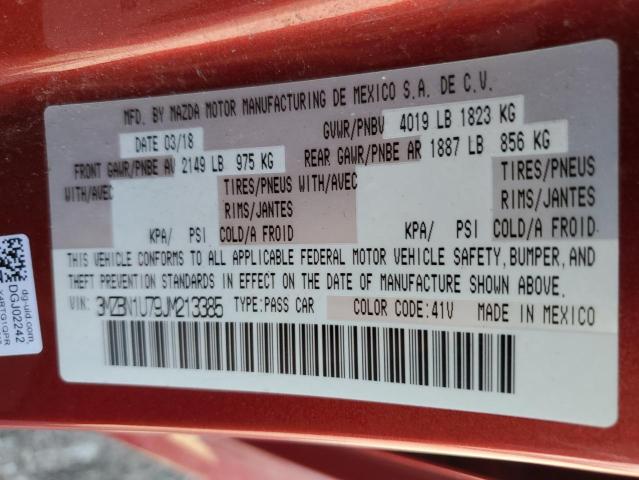 3MZBN1U79JM213385 - 2018 MAZDA 3 SPORT წითელი ფოტო 12