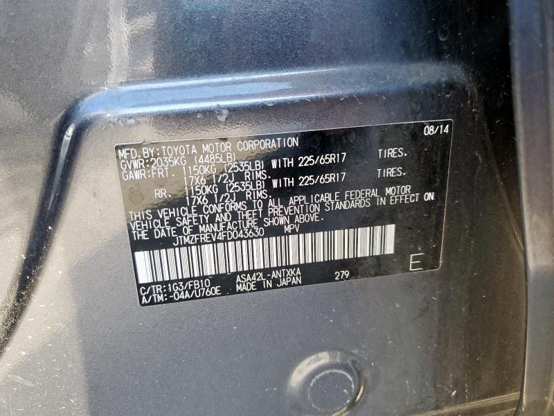 JTMZFREV4FD043630 - 2015 TOYOTA RAV4 LE Boz foto 13