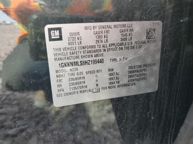 1GKKNMLS8HZ199440 - 2017 GMC ACADIA SLT-1 BLACK photo 13