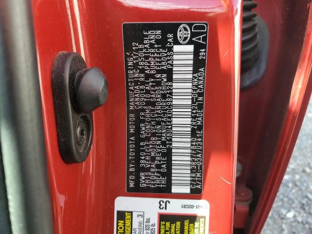 2T1BU4EEXDC987128 - 2013 TOYOTA COROLLA BASE Կարմիր լուսանկար 12