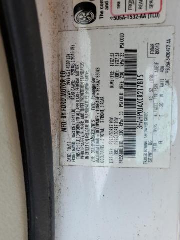 3FAHP0JAXCR217815 - 2012 FORD FUSION SEL 白色 照片 13