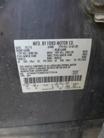 1FM5K7D88DGC77514 - 2013 FORD EXPLORER XLT Boz foto 13