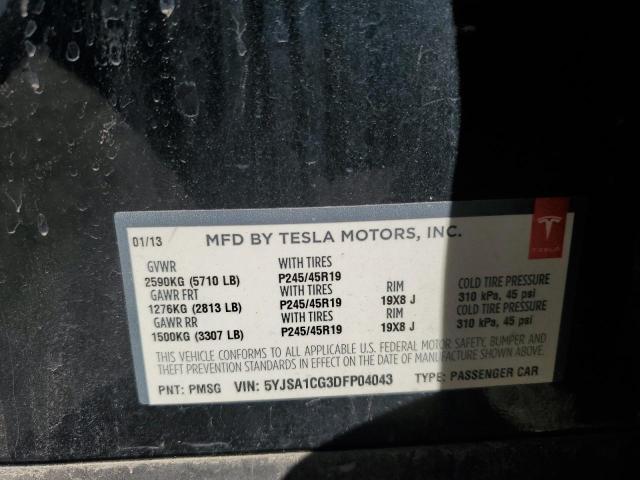 5YJSA1CG3DFP04043 - 2013 TESLA MODEL S Vert photo 12