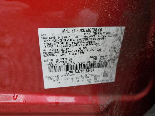 2LMHJ5AT7BBJ53434 - 2011 LINCOLN MKT RED photo 13
