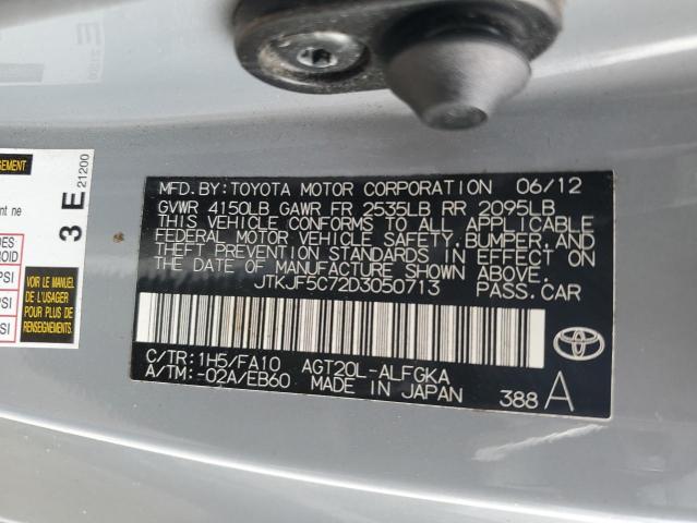 JTKJF5C72D3050713 - 2013 TOYOTA SCION TC Gümüş foto 12