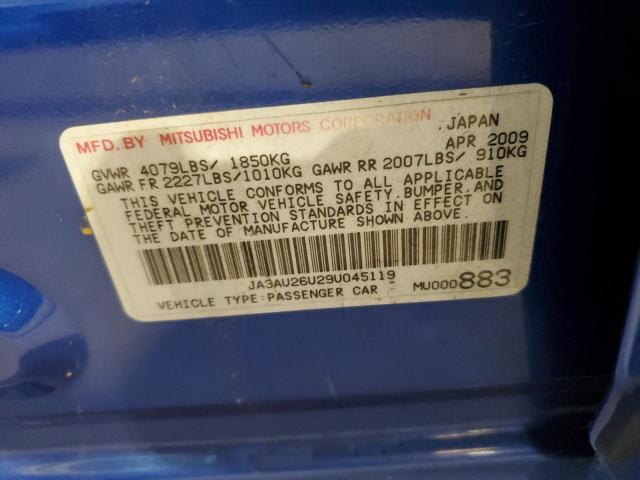JA3AU26U29U045119 - 2009 MITSUBISHI LANCER ES/ES SPORT ლურჯი ფოტო 12